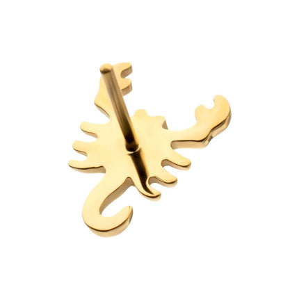 Invictus 24Kt Gold PVD Titanium Threadless Low Profile 3D Scorpion Top