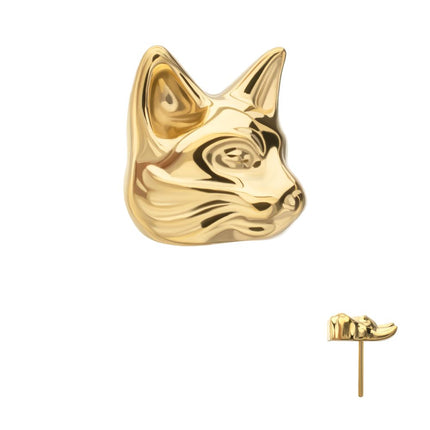 Invictus 24Kt Gold PVD Titanium Threadless Low Profile 3D Cat's Head Top