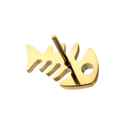 Invictus 24Kt Gold PVD Titanium Threadless Low Profile 3D Fishbone Top