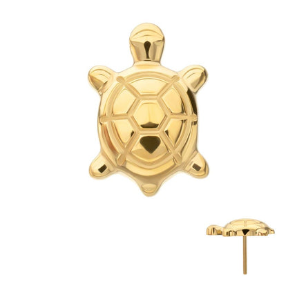 Invictus 24Kt Gold PVD Titanium Threadless Low Profile 3D Corrugated Land Turtle Top