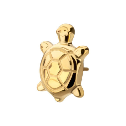 Invictus 24Kt Gold PVD Titanium Threadless Low Profile 3D Corrugated Land Turtle Top