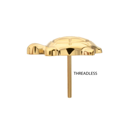 Invictus 24Kt Gold PVD Titanium Threadless Low Profile 3D Corrugated Land Turtle Top