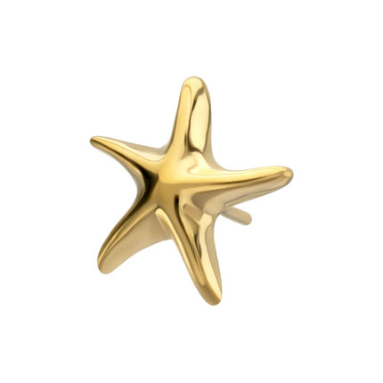 Invictus 24Kt Gold PVD Titanium Threadless Low Profile 3D Starfish Top