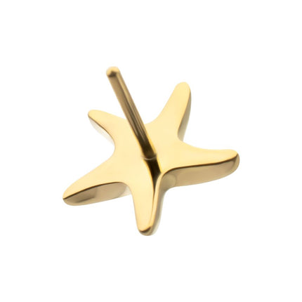 Invictus 24Kt Gold PVD Titanium Threadless Low Profile 3D Starfish Top