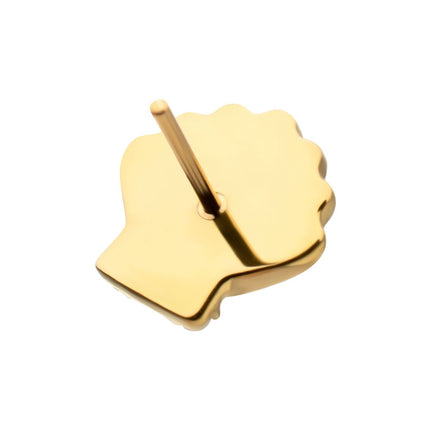 Invictus 24Kt Gold PVD Titanium Threadless Low Profile 3D Shell Top with Prong Set Gem