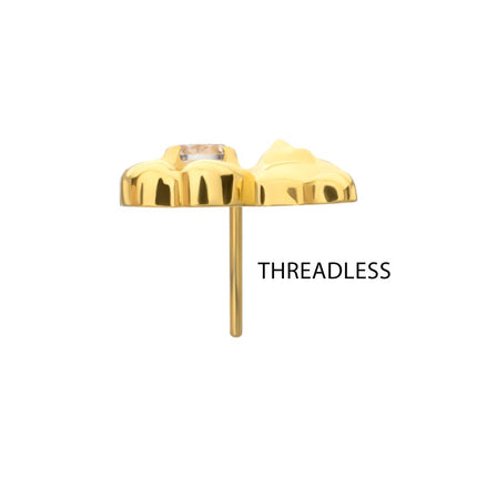 Invictus 24Kt Gold PVD Titanium Threadless Prong Set Gem Teddy Bear Top