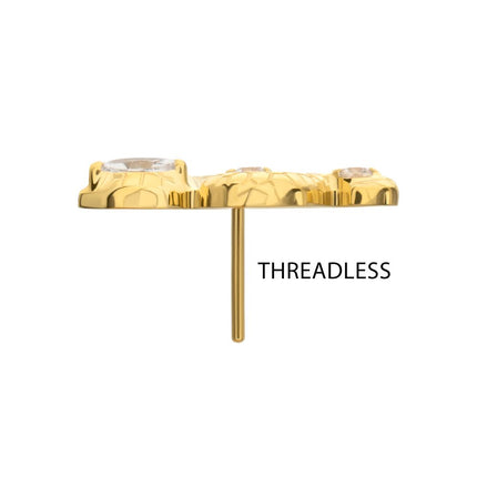 Invictus 24kt Gold PVD Titanium Threadless Textured Snake Gem Top