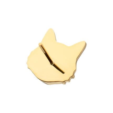 Invictus 24kt Gold PVD Titanium Threadless Midnight Cat Top with Prong Set Black Gem Eyes