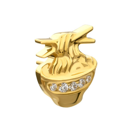Invictus 24Kt Gold PVD Titanium Threadless Pave Gem Ramen Top