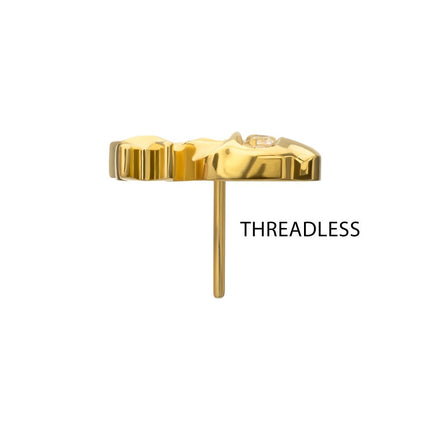 Invictus 24Kt Gold PVD Titanium Threadless Pave Gem Ramen Top