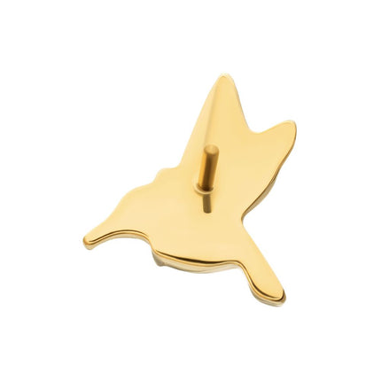 Invictus 24kt Gold PVD Titanium Threadless Prong Set Teardrop Gem Hummingbird Top