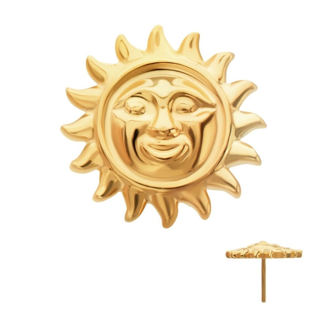 Invictus 24Kt Gold PVD Titanium Threadless Sun Face Top