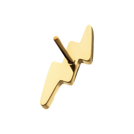 Invictus 24Kt Gold PVD Titanium Threadless Lightning Bolt Top with Prong Set Gem