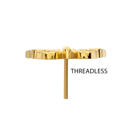 Invictus 24kt Gold PVD Titanium Threadless Butterfly Top