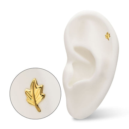 Invictus 24Kt Gold PVD Titanium Threadless Leaf Top