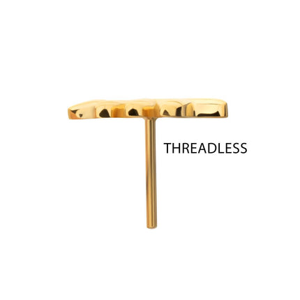 Invictus 24kt Gold PVD Titanium Threadless Fern Leaf Top