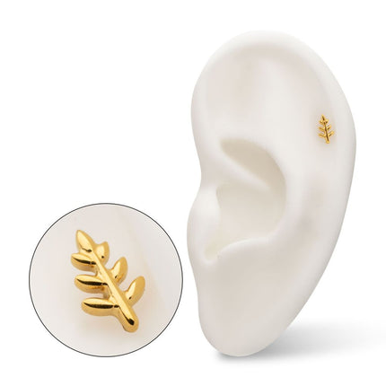 Invictus 24kt Gold PVD Titanium Threadless Fern Leaf Top