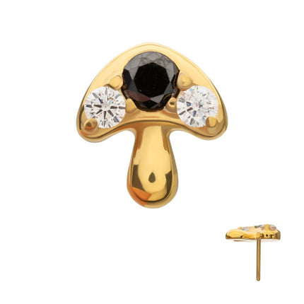 Invictus 24kt Gold PVD Titanium Threadless Prong Set Triple Gem Mushroom Top