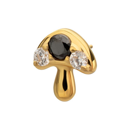 Invictus 24kt Gold PVD Titanium Threadless Prong Set Triple Gem Mushroom Top