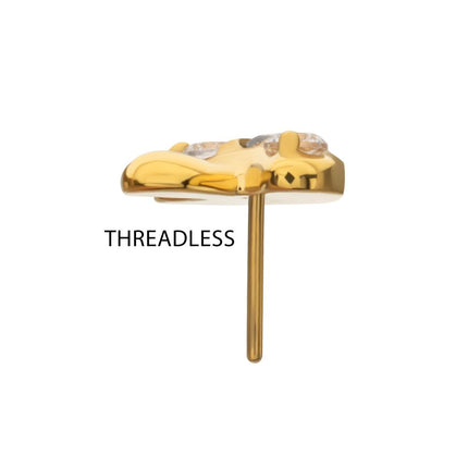 Invictus 24kt Gold PVD Titanium Threadless Prong Set Triple Gem Mushroom Top