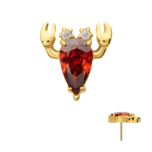 Invictus 24kt Gold PVD Titanium Threadless Prong Set Gem Lobster Top