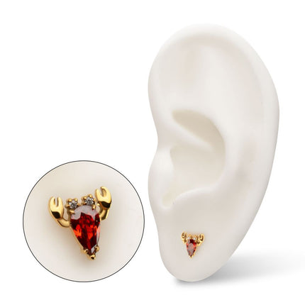 Invictus 24kt Gold PVD Titanium Threadless Prong Set Gem Lobster Top