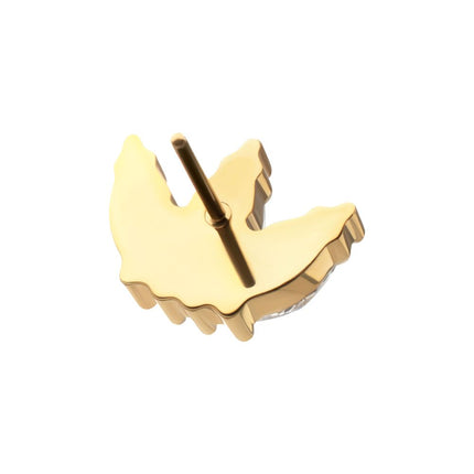 Invictus 24kt Gold PVD Titanium Threadless Beaded Edge Marquise Fan Gem Cluster Top