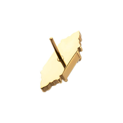 Invictus 24kt Gold PVD Titanium Threadless Hexagon Top with Prong Set Round & Baguette Gem