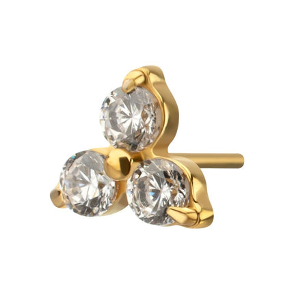 Invictus 24Kt Gold PVD Titanium Threadless Titanium Threadless Refined Trinity Top