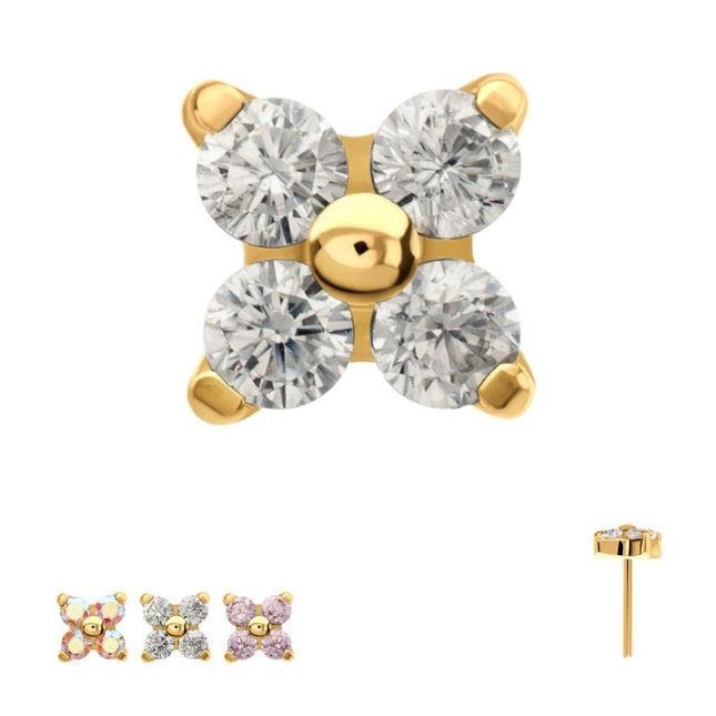 Invictus 24Kt Gold PVD Titanium Threadless Low Profile Quadra Top