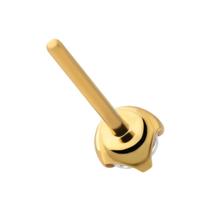 Invictus 24Kt Gold PVD Titanium Threadless Flat Base Low Profile 4 Prong Round Gem Top
