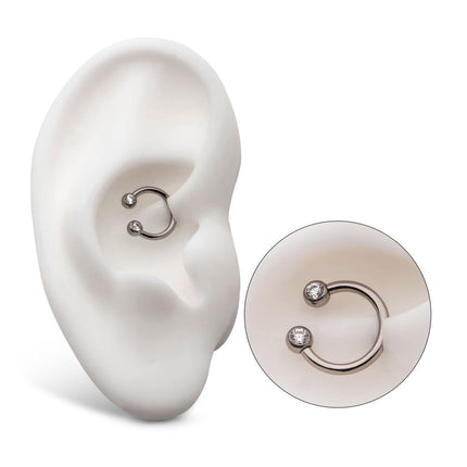 Invictus Titanium Internally Threaded Forward Facing Bezel Set Round Gem Circular Barbell