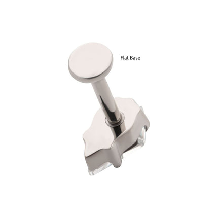 Invictus Titanium Internally Threaded Flat Base Labret with Prong Set Kite Shape CZ Top