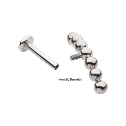 Invictus Titanium Internally Threaded Flat Base Labret with 7-Cluster Bead Top