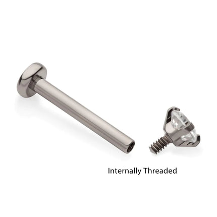 Invictus Titanium Internally Threaded Labret with Prong Set CZ Top & 2.5mm Base