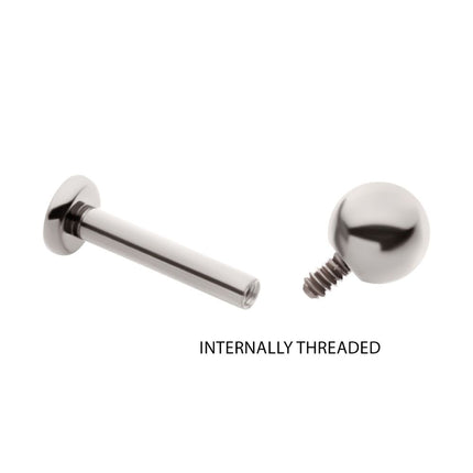 Invictus Titanium Internally Threaded Labret with 2.5mm Base and 3mm Ball