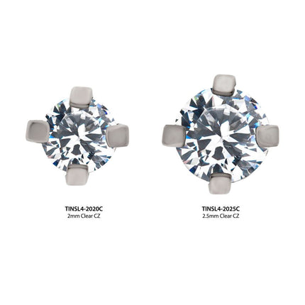 Invictus Titanium 4-Prong Set CZ L-Shape Nose Pin