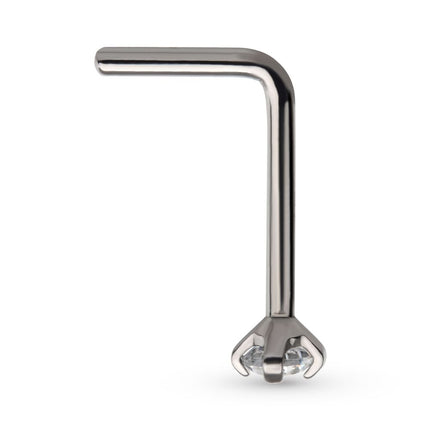 Invictus Titanium 4-Prong Set CZ L-Shape Nose Pin