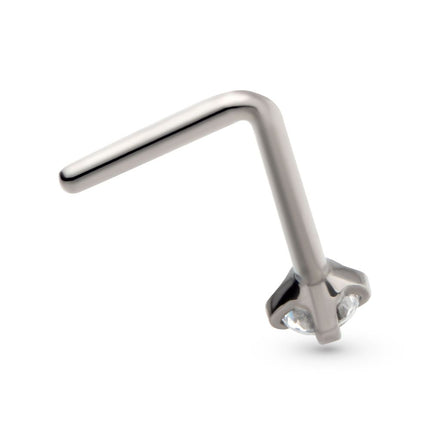 Invictus Titanium 4-Prong Set CZ L-Shape Nose Pin