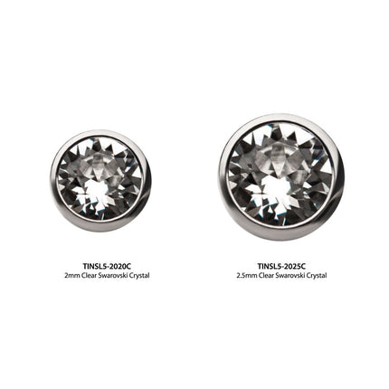 Invictus Titanium Bezel Set Swarovski Crystal L-Shape Nose Pin