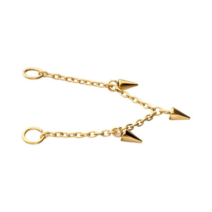 Invictus 24Kt Gold PVD Titanium Triple Spike Rolo Chain Dangle