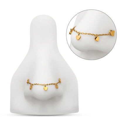 Invictus 24Kt Gold PVD Titanium Triple Heart Rolo Chain Dangle