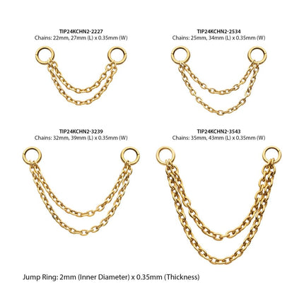 Invictus 24Kt Gold PVD Titanium 2 Tier Rolo Chain with Ring