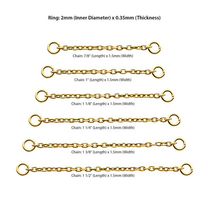 Invictus 24Kt Gold PVD Titanium 1.5mm Rolo Chain with 2 Rings
