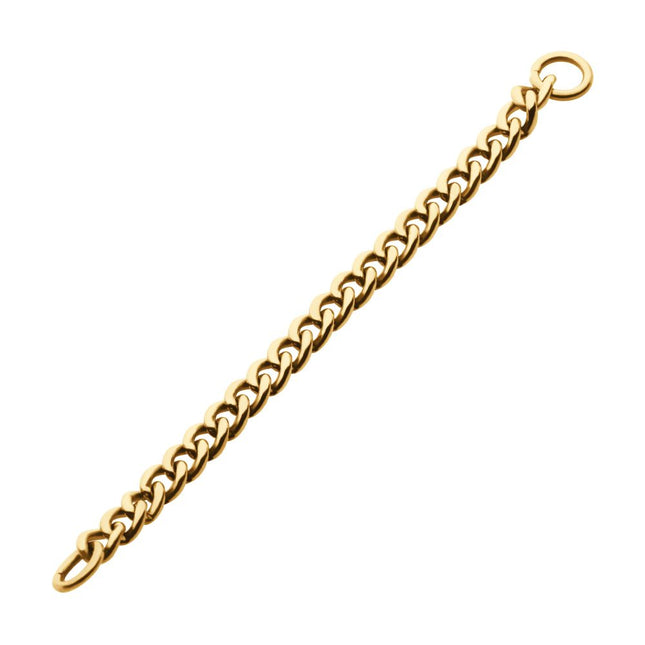 Invictus 24Kt Gold PVD Titanium 2.1mm Curb Chain with 2 Rings