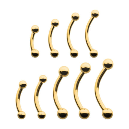 Invictus 24KT Gold PVD Titanium Internally Threaded Curved Barbell