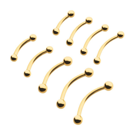 Invictus 24KT Gold PVD Titanium Internally Threaded Curved Barbell