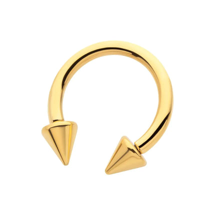 Invictus 24Kt Gold PVD Titanium Internally Threaded Spike Ends Circular Barbell