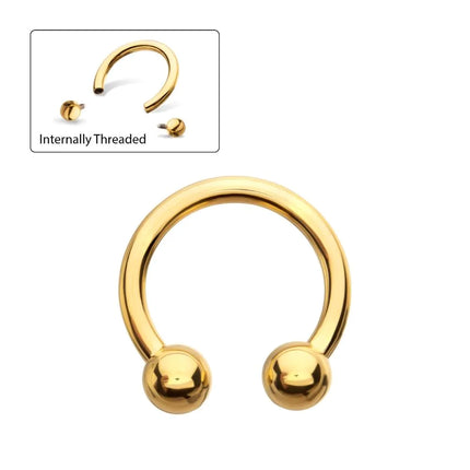 Invictus 24KT Gold PVD Titanium Internally Threaded Circular Barbell