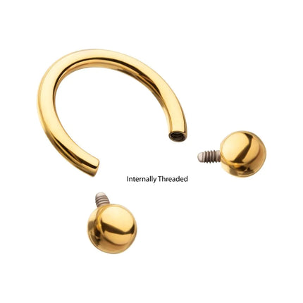 Invictus 24KT Gold PVD Titanium Internally Threaded Circular Barbell